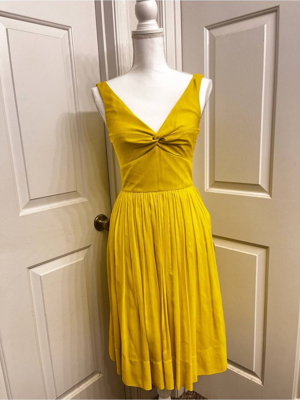 J. Crew Yellow Twist-Front Midi Dress